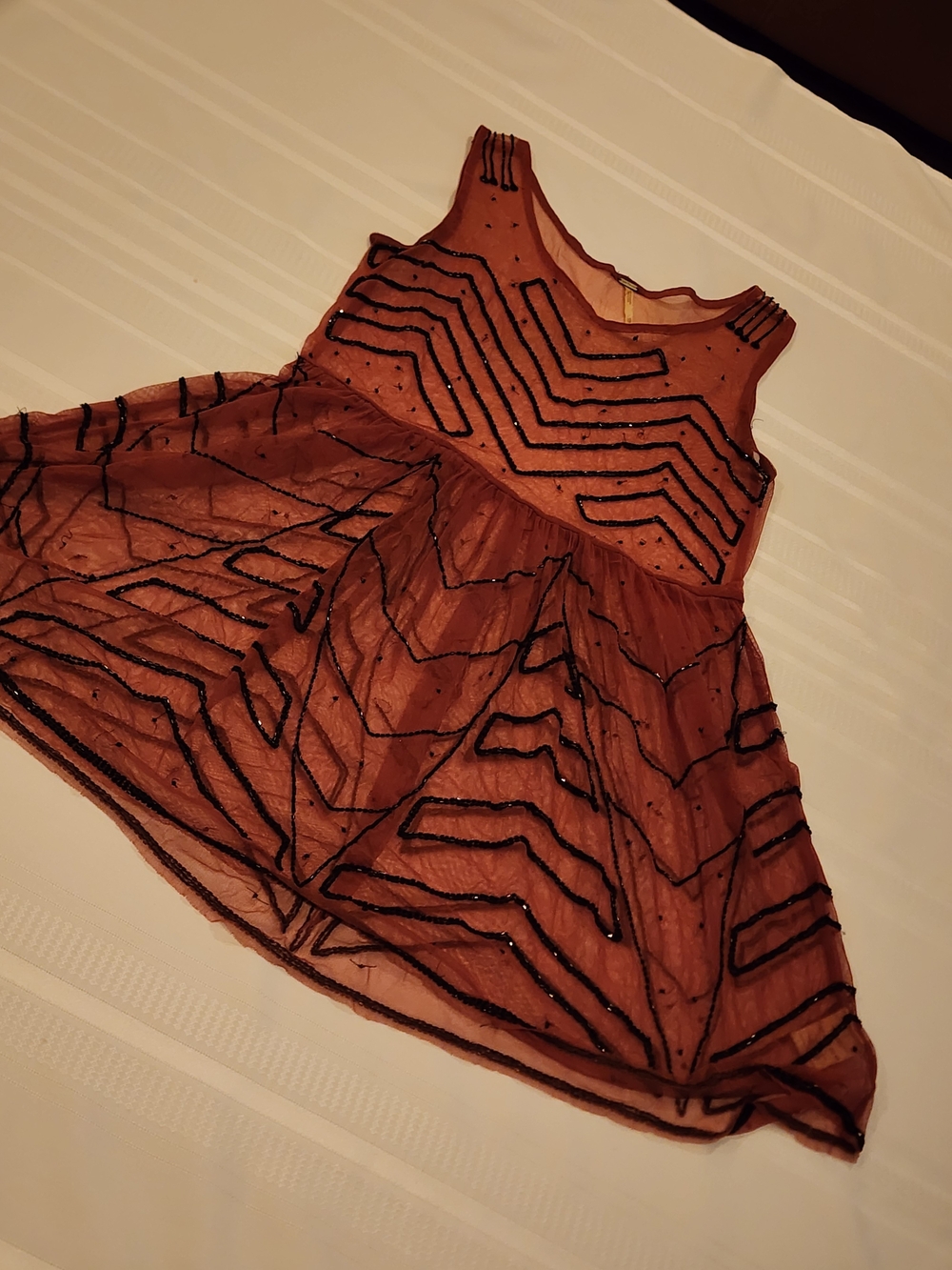 Free People Rust Brown Embellished Mini Dress